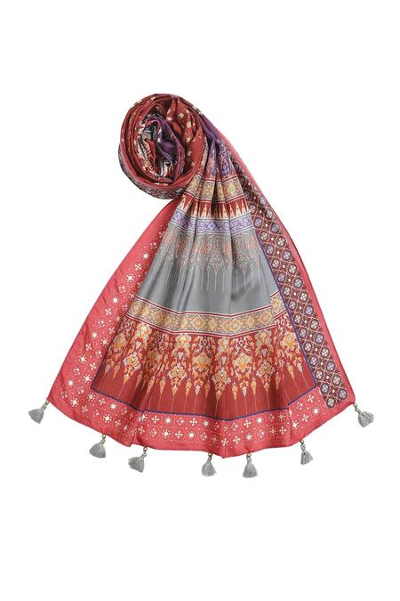 Buy Shingora Maroon Abstract Motifs Print Silk Stole Online at Aza Fashions Buy_Shingora_Maroon Abstract Motifs Print Silk Stole _Online_at_Aza_Fashions