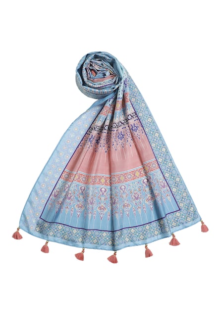 Buy Shingora Blue Abstract Motifs Pattern Silk Stole Online at Aza Fashions Buy_Shingora_Blue Abstract Motifs Pattern Silk Stole _Online_at_Aza_Fashions