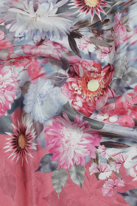 Shop_Shingora_Fuchsia Floral And Striped Pattern Silk Stole _Online_at_Aza_Fashions
