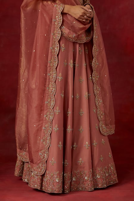 Buy Ikshita Choudhary Pink Net, Tissue, Chanderi Silk Embroidery, Sequins, Floral Hand Lehenga Set Online at Aza Fashions Buy_Ikshita Choudhary_Pink Net, Tissue, Chanderi Silk Embroidery, Sequins, Floral Hand Lehenga Set _Online_at_Aza_Fashions