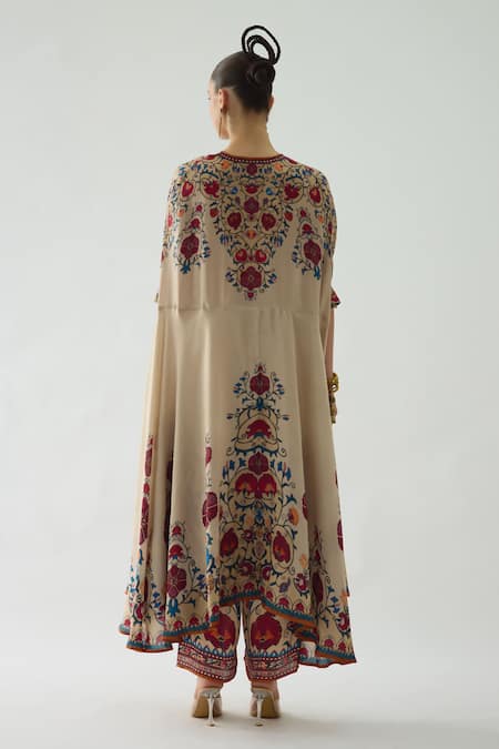 Rajdeep Ranawat Caprice Phool Print High Low Cape 