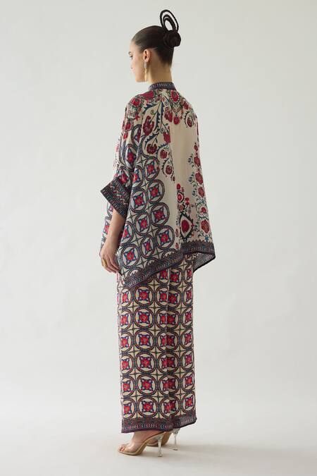 Buy_Rajdeep Ranawat_Multi Color Silk Bandeau Neck Chanel Gul Print Tunic _Online_at_Aza_Fashions