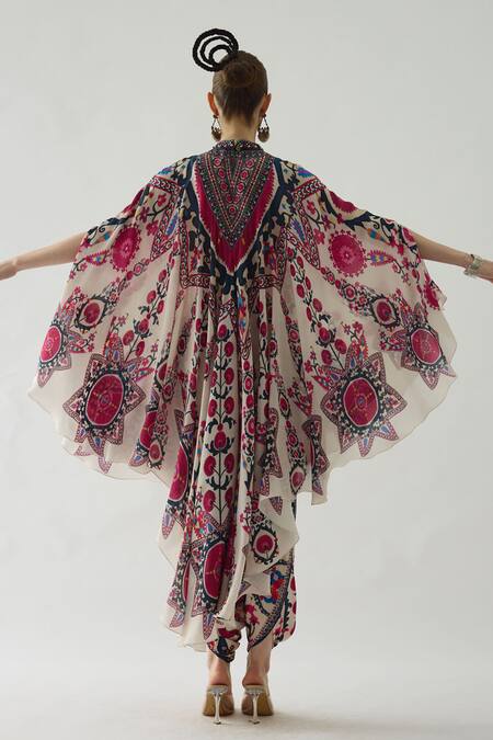 Rajdeep Ranawat Farah Budding Garden Print Draped Circular Dress 