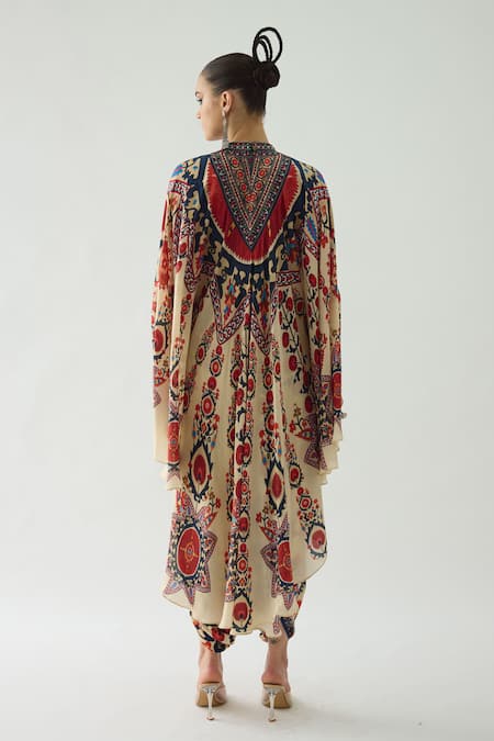 Rajdeep Ranawat Farah Blooming Garden Print Draped Circular Dress 