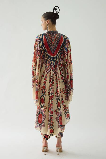 Rajdeep Ranawat Farah Blooming Petal Print Draped Circular Dress 