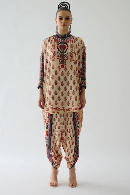 Rajdeep Ranawat_Pink Modal, Satin Sonth Floral Print Dhoti Pant _Online_at_Aza_Fashions