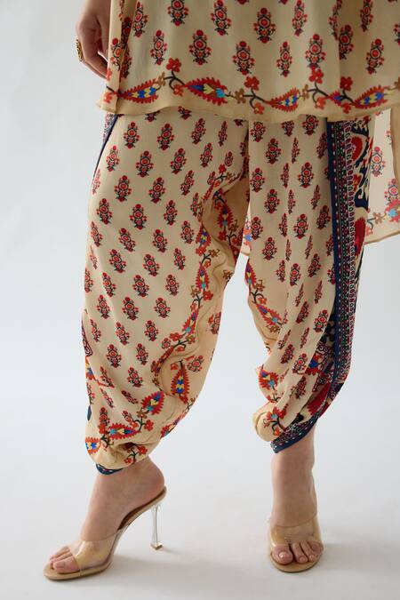 Buy_Rajdeep Ranawat_Pink Modal, Satin Sonth Floral Print Dhoti Pant _Online_at_Aza_Fashions