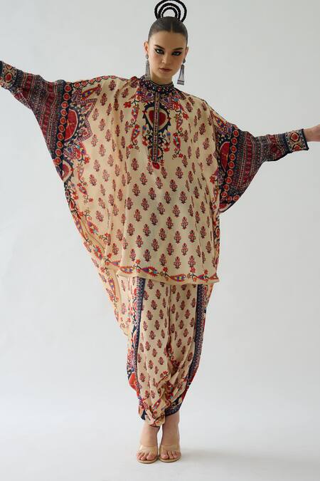 Shop_Rajdeep Ranawat_Pink Modal, Satin Sonth Floral Print Dhoti Pant _Online_at_Aza_Fashions