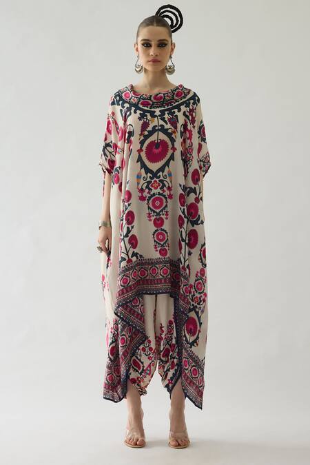 Rajdeep Ranawat Maroon Modal, Satin Sonth Border Printed Dhoti Pant Online at Aza Fashions Rajdeep Ranawat_Maroon Modal, Satin Sonth Border Printed Dhoti Pant _Online_at_Aza_Fashions