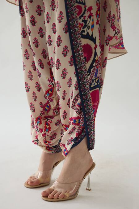 Buy Rajdeep Ranawat Orange Modal, Satin Embroidery Sonth Florette Print Dhoti Pant Buy_Rajdeep Ranawat_Orange Modal, Satin Embroidery Sonth Florette Print Dhoti Pant