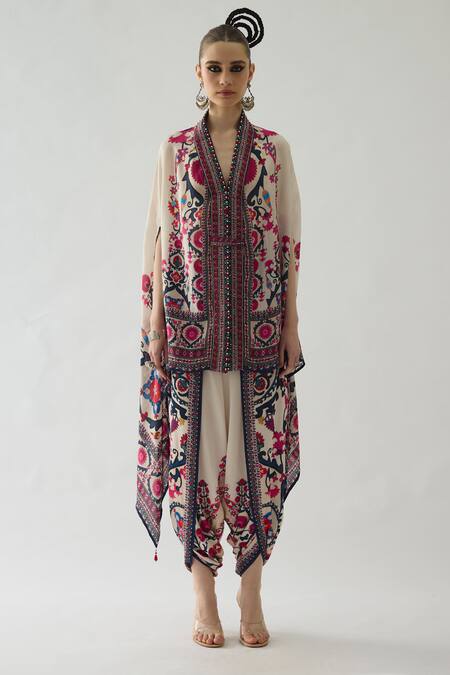 Rajdeep Ranawat Orange Modal, Satin Sonth Flower Print Dhoti Pant Online at Aza Fashions Rajdeep Ranawat_Orange Modal, Satin Sonth Flower Print Dhoti Pant _Online_at_Aza_Fashions