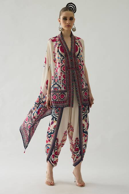 Shop Rajdeep Ranawat Orange Modal, Satin Sonth Flower Print Dhoti Pant Online at Aza Fashions Shop_Rajdeep Ranawat_Orange Modal, Satin Sonth Flower Print Dhoti Pant _Online_at_Aza_Fashions