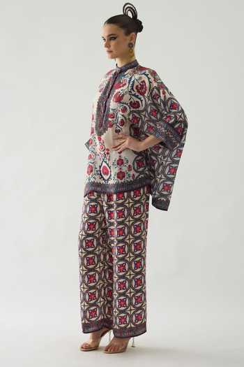Buy Rajdeep Ranawat Multi Color Modal, Satin Permaz Geometric Print Flared Pant Online at Aza Fashions Buy_Rajdeep Ranawat_Multi Color Modal, Satin Permaz Geometric Print Flared Pant _Online_at_Aza_Fashions