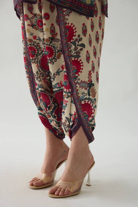 Rajdeep Ranawat_Multi Color Modal, Satin Sonth Blossom Print Dhoti Pant _at_Aza_Fashions