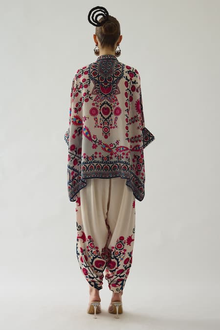 Shop Rajdeep Ranawat Pink Silk Embroidery Bandeau Neck Chanel Floral Print Tunic at Aza Fashions Shop_Rajdeep Ranawat_Pink Silk Embroidery Bandeau Neck Chanel Floral Print Tunic _at_Aza_Fashions