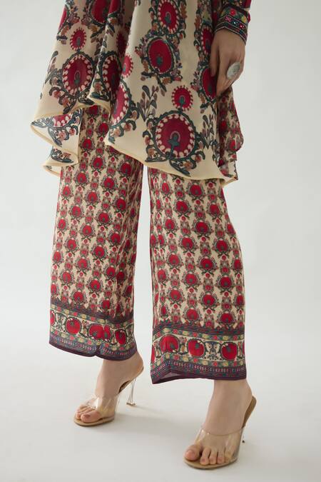 Rajdeep Ranawat Maroon Modal, Satin Embroidery Florette Print Salwar at Aza Fashions Rajdeep Ranawat_Maroon Modal, Satin Embroidery Florette Print Salwar _at_Aza_Fashions