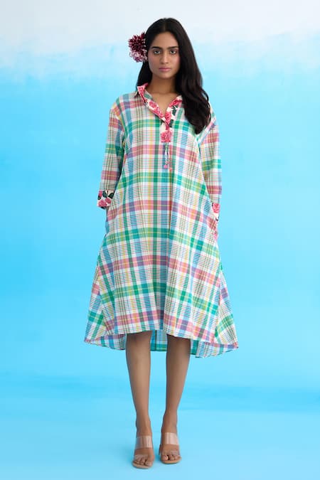 Nikasha Madras Checkered A-Line Dress 