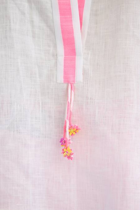 Shop Nikasha White Cotton, Linen Sequins Collared Placed Candy Striped Top Online at Aza Fashions Shop_Nikasha_White Cotton, Linen Sequins Collared Placed Candy Striped Top _Online_at_Aza_Fashions