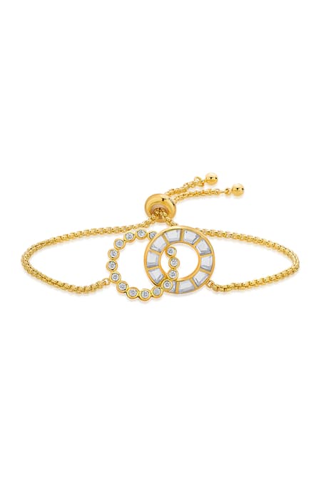 Isharya_Gold Plated Smocking Emerge Mirror Embellished Bracelet _Online_at_Aza_Fashions