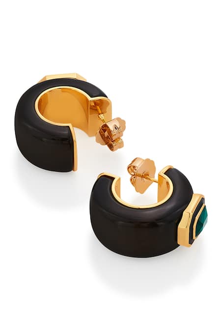 Buy Isharya Green Crystals B-dazzle Resin Huggies Online at Aza Fashions Buy_Isharya_Green Crystals B-dazzle Resin Huggies _Online_at_Aza_Fashions