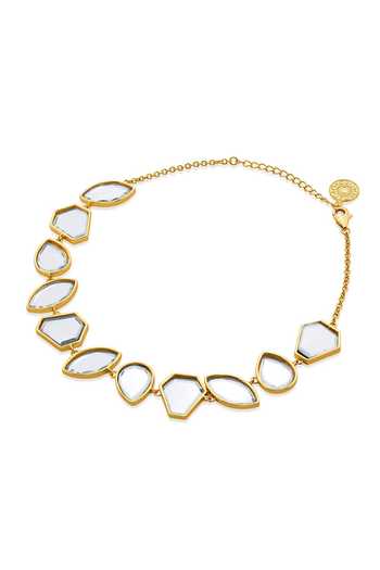 Isharya_Gold Plated Celeste Playful Mirror Choker Necklace _Online_at_Aza_Fashions