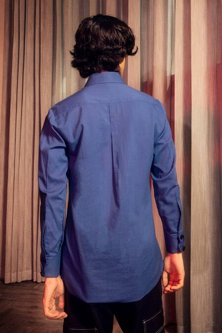 Shop Pocketful Of Cherrie Blue Cotton, Viscose Embroidery Eyelet Twig Charm Thread Shirt at Aza Fashions Shop_Pocketful Of Cherrie_Blue Cotton, Viscose Embroidery Eyelet Twig Charm Thread Shirt_at_Aza_Fashions