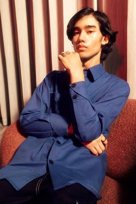 Buy Pocketful Of Cherrie Blue Cotton, Viscose Embroidery Eyelet Twig Charm Thread Shirt Online at Aza Fashions Buy_Pocketful Of Cherrie_Blue Cotton, Viscose Embroidery Eyelet Twig Charm Thread Shirt_Online_at_Aza_Fashions