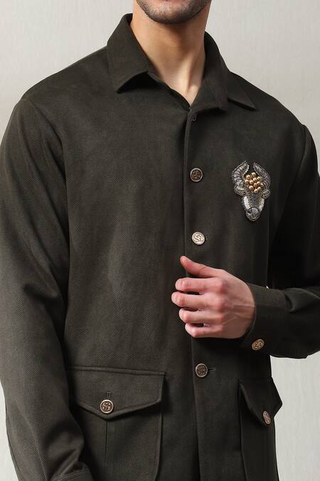 Soniya G Green Velvet Beads Placement Embellished Shirt And Pant Set Online at Aza Fashions Soniya G_Green Velvet Beads Placement Embellished Shirt And Pant Set _Online_at_Aza_Fashions