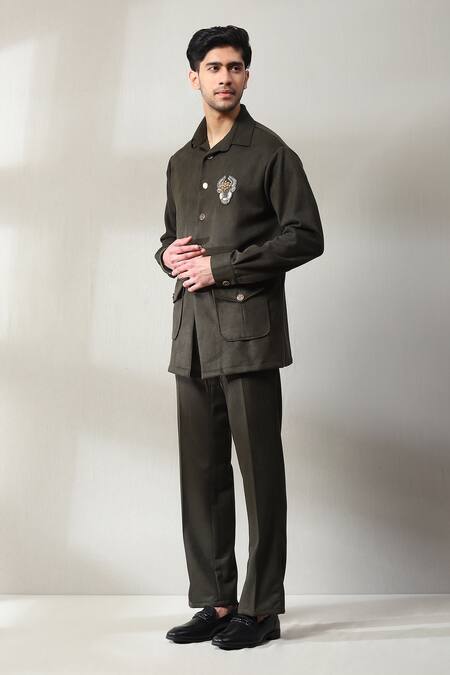 Soniya G Green Velvet Beads Placement Embellished Shirt And Pant Set at Aza Fashions Soniya G_Green Velvet Beads Placement Embellished Shirt And Pant Set _at_Aza_Fashions