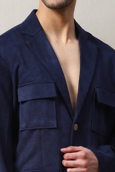 Soniya G Blue Velvet Beads Embellished Shirt And Pant Set Online at Aza Fashions Soniya G_Blue Velvet Beads Embellished Shirt And Pant Set _Online_at_Aza_Fashions