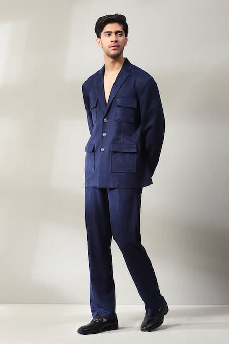 Shop Soniya G Blue Velvet Beads Embellished Shirt And Pant Set Online at Aza Fashions Shop_Soniya G_Blue Velvet Beads Embellished Shirt And Pant Set _Online_at_Aza_Fashions