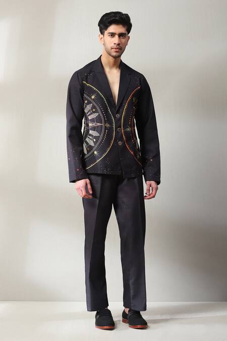 Shop Soniya G Black Handloom Cotton Beads, Embroidery Galaxy Print Shirt And Pant Set Online at Aza Fashions Shop_Soniya G_Black Handloom Cotton Beads, Embroidery Galaxy Print Shirt And Pant Set _Online_at_Aza_Fashions