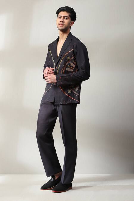 Soniya G Black Handloom Cotton Beads, Embroidery Galaxy Print Shirt And Pant Set at Aza Fashions Soniya G_Black Handloom Cotton Beads, Embroidery Galaxy Print Shirt And Pant Set _at_Aza_Fashions