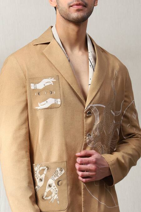 Buy_Soniya G_Ivory Handloom Cotton Stones, Metallic Thread, Embellished Jacket Pant Set _Online_at_Aza_Fashions