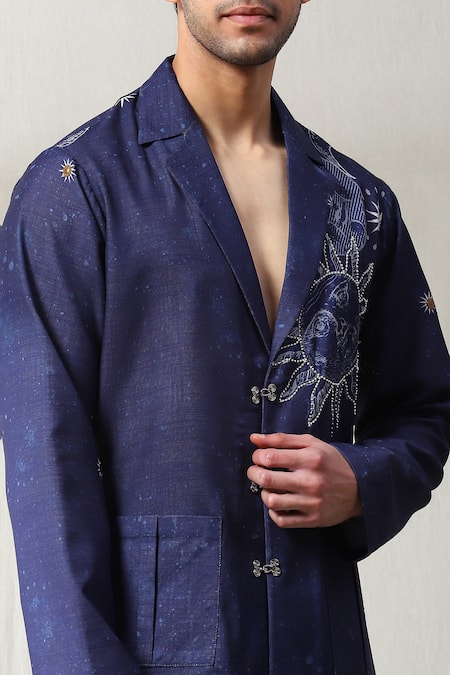Soniya G_Purple Suede, Velvet Beads, Embroidery Printed Shirt And Pant Set _Online_at_Aza_Fashions