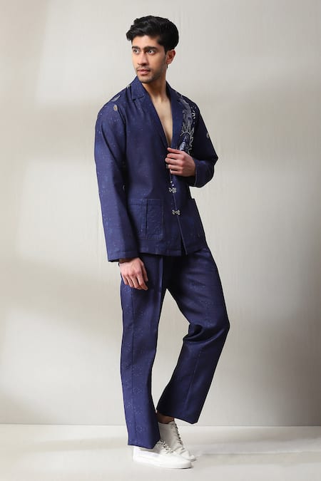 Soniya G_Purple Suede, Velvet Beads, Embroidery Printed Shirt And Pant Set _at_Aza_Fashions