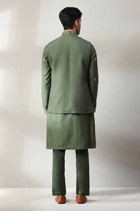 Soniya G Pleated Mirror Embroidered Bundi & Kurta Set 