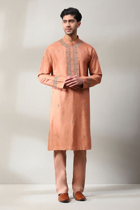 Soniya G Peach Silk Mirrors, Embroidery Bundi And Kurta Set at Aza Fashions Soniya G_Peach Silk Mirrors, Embroidery Bundi And Kurta Set _at_Aza_Fashions