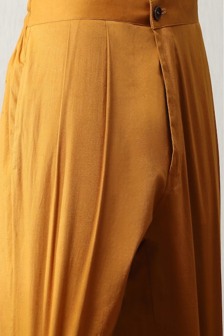 Buy_Soniya G_Yellow Handloom Cotton Embroidery Botanical Print Bundi And Kurta Set _Online_at_Aza_Fashions