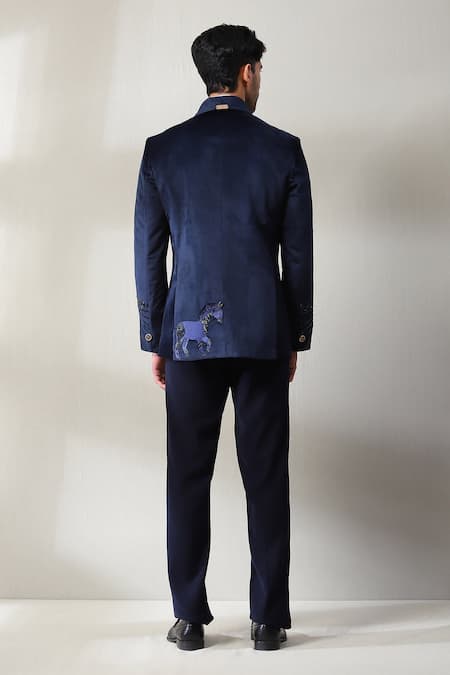 Soniya G Velvet Embroidered Blazer Set 