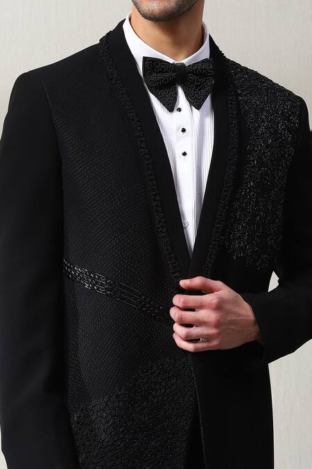 Soniya G_Black Polyester Beads, Zari Zardozi Embroidered Blazer Set _Online_at_Aza_Fashions