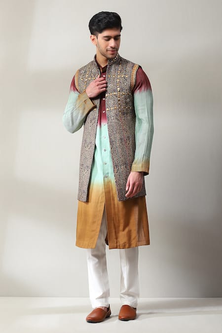 Soniya G Silk Embroidered Bundi & Kurta Set 