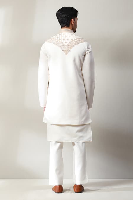 Soniya G Silk Embroidered Bundi & Kurta Set 