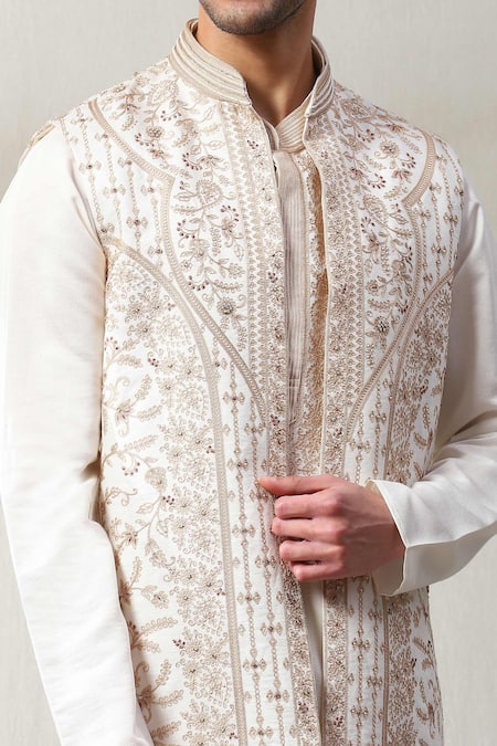 Soniya G Off White Silk Beads, Embroidery Bundi And Kurta Set Online at Aza Fashions Soniya G_Off White Silk Beads, Embroidery Bundi And Kurta Set _Online_at_Aza_Fashions