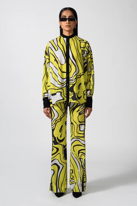 Pocketful Of Cherrie Yellow Poplin Embroidery Bandeau Neck Luminoso Expression Printed Neon Shirt Online at Aza Fashions Pocketful Of Cherrie_Yellow Poplin Embroidery Bandeau Neck Luminoso Expression Printed Neon Shirt _Online_at_Aza_Fashions