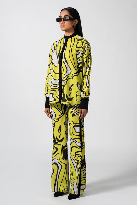 Buy Pocketful Of Cherrie Yellow Poplin Embroidery Bandeau Neck Luminoso Expression Printed Neon Shirt Online at Aza Fashions Buy_Pocketful Of Cherrie_Yellow Poplin Embroidery Bandeau Neck Luminoso Expression Printed Neon Shirt _Online_at_Aza_Fashions