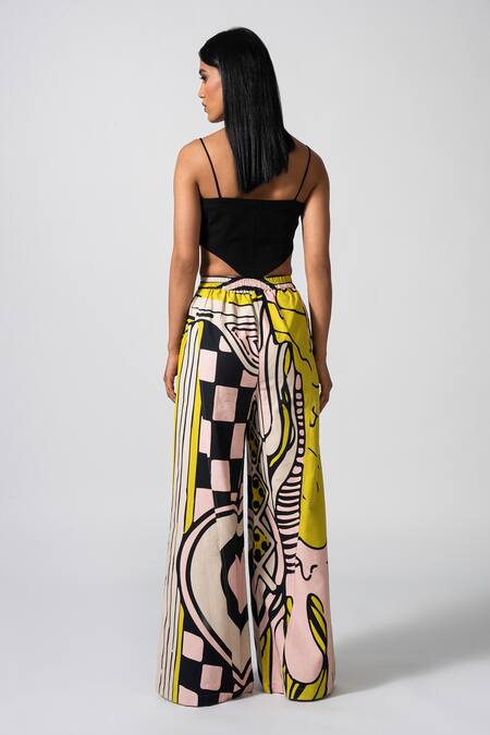 Shop_Pocketful Of Cherrie_Pink Cotton, Twill Dolce Incanto A-line Printed Pant _Online_at_Aza_Fashions