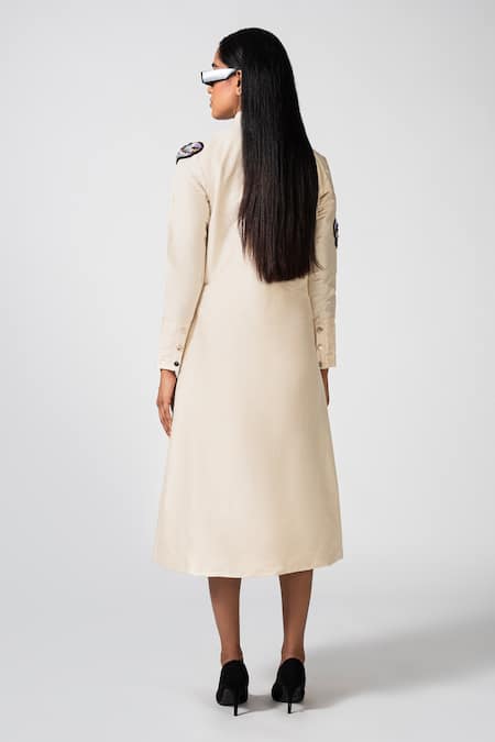 Shop Pocketful Of Cherrie Off White Taffeta Embroidery Collared Brezza Hearts Hand Dress at Aza Fashions Shop_Pocketful Of Cherrie_Off White Taffeta Embroidery Collared Brezza Hearts Hand Dress _at_Aza_Fashions