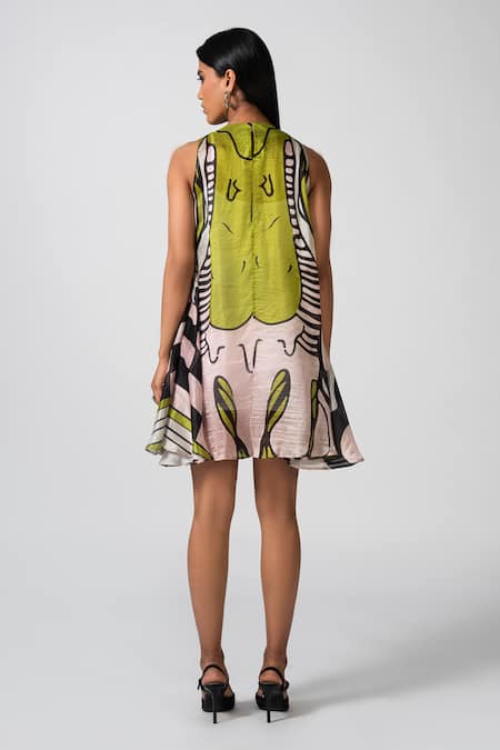 Shop Pocketful Of Cherrie White Silk Round Neck Melting Passion Monroe Dress at Aza Fashions Shop_Pocketful Of Cherrie_White Silk Round Neck Melting Passion Monroe Dress _at_Aza_Fashions