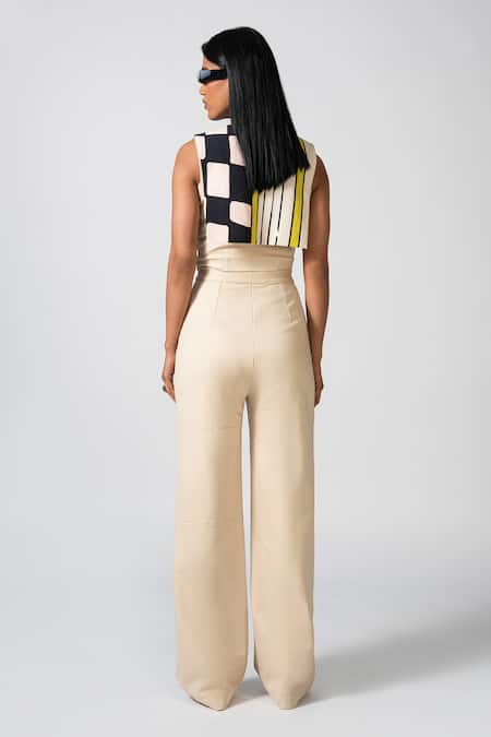 Shop_Pocketful Of Cherrie_White Cotton Round Neck Eterna Amore Cropped Top _at_Aza_Fashions